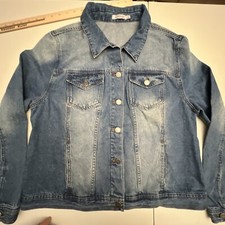 Just Fab Blue Jeans Jacket Womens Blue Denim Outwear Top Preppy Ladies Pocket Xl