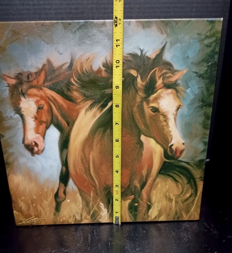 Vintage Horses Wild Mustangs Print On Canvas - Picture 7 of 8