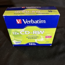 Verbatim 12x Cd-rw Media 700mb - 120mm Standard - 10 Pack Slim Case 95156 NEW
