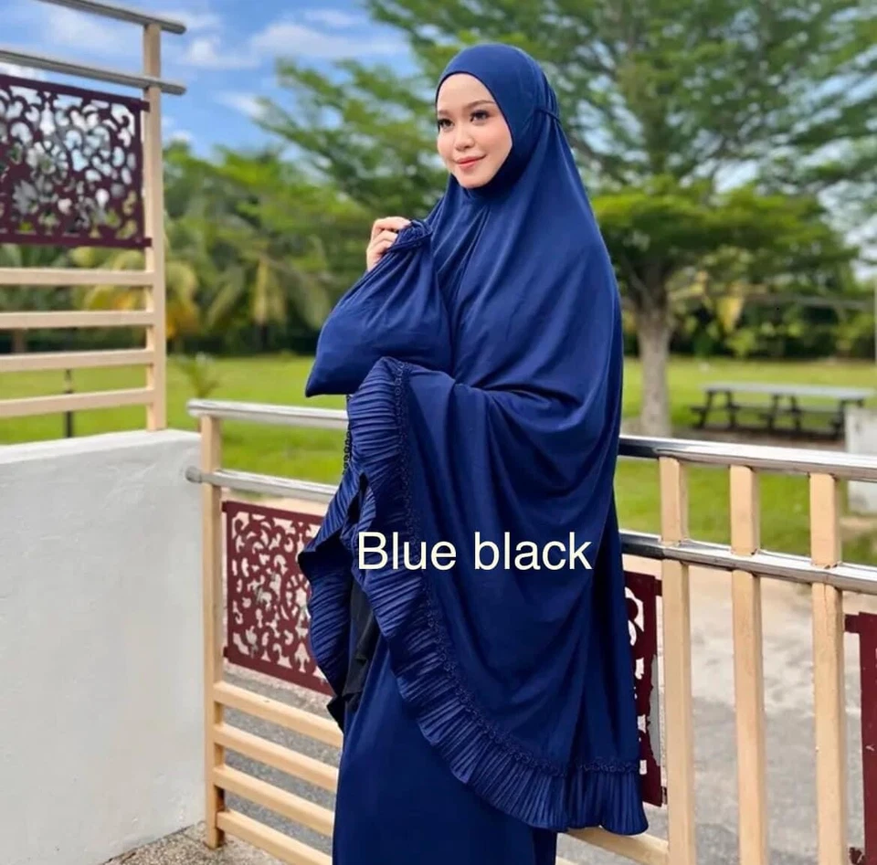 Muslim TELEKUNG Women Pray Shalat Clothes Mukena Khimar Long Hijab Set Skirt - Image 4 of 4