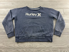 HURLEY Sweatshirt Womens Navy Blue Heathered Long Sleeve Pullover Pocket