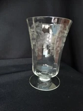 Unknown Maker Gray Cut Flower Leaves Dots 8 ounce Footed Tumbler UNK9846 VGUC