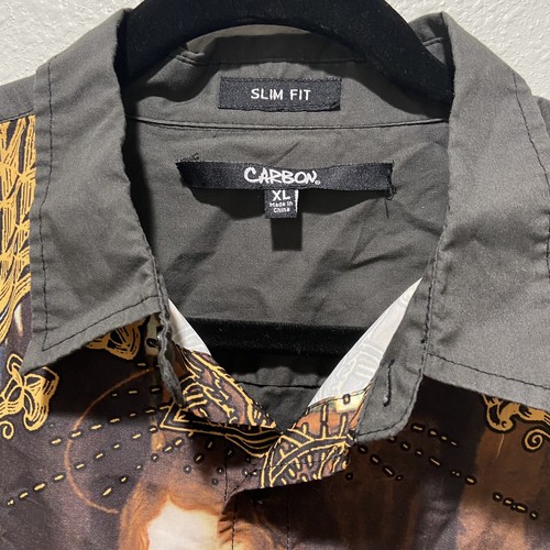 Carbon Shirt Adult XL Slim Fit Short Sleeve Polyester Blend Button up - Picture 2 of 5