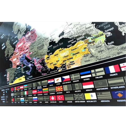 Framed Scratch off Map - Map of Europe with Country Flags and States Borders - Picture 6 of 9