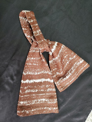 Vtg 70s Dress Brown Stripe Pattern Long Sleeve Belt Tie Buttons Dacron Kimberly - Picture 3 of 17