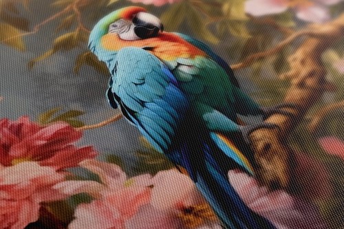 Beautiful Colourful Parrot Bird Sitting On Blossoming Tree Canvas Print Art - Picture 5 of 9