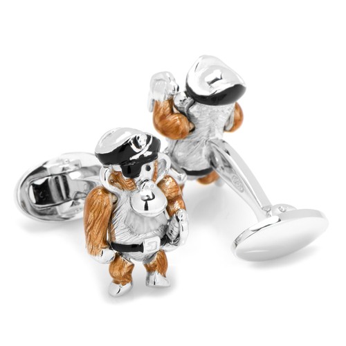Moving Monkey Pirate with Hat and Sword Cufflinks - Picture 2 of 3