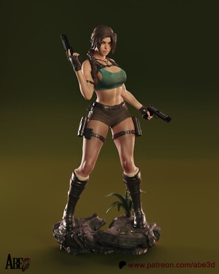 Lara Croft Statue 3D Print Unpainted/Unassembled