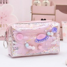Womens Makeup Bag Pink Space Holographic NWT