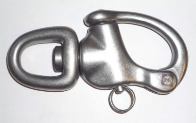 Produktbild von Titan Schnappschäkel Mit Wirbel – #4, Bruchlast 1600kg, 88g Leicht, Korrosionsbeständig, Robuster Als Edelstahl