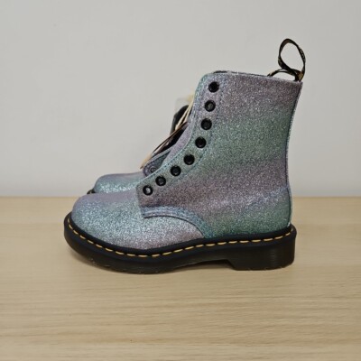 Dr Martens 1460 Pascal Rainbow Blue Ombre Glitter Rare Ankle Sparkly Boots Uk 3