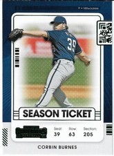 2021 Panini Contenders Green Foil #2 Corbin Burnes Milwaukee Brewers