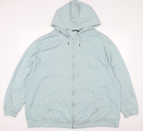 Asos Damen Hoodie blau Baumwolle durchgehender Reißverschluss Größe 22 Reißverschluss