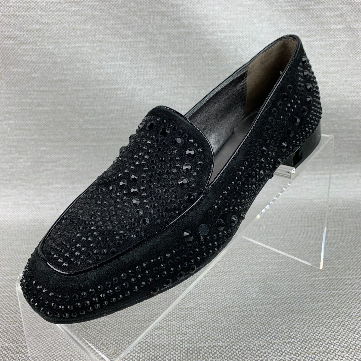 Donald J. Pliner Black Suede Loafers with Silver Detailing Donald J Pliner Honey Square Toe Black Patent Comfort  main image 4