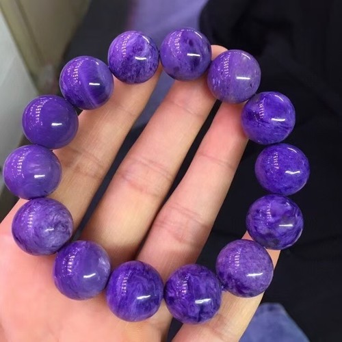 Natural Purple Charoite Gemstone Round Beads Bracelet AAA AA15mm - Picture 2 of 6