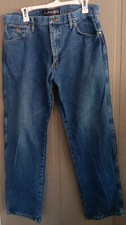 Men's Wrangler Denim Blue Jeans George Strait Cowboy Cut Regular Fit Sz 35 X 30