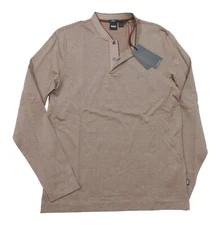 Hugo Boss Black Label Men's Red Pal 22 Textured Long Sleeve Henley Shirt