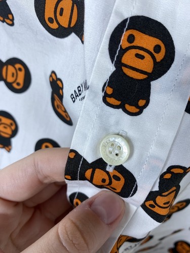 Bape Baby Milo Store A Bathing Ape Shirt Button Up Monogram Logo Vintage Japan - Picture 6 of 13