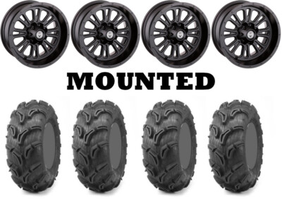 Kit 4 Maxxis Zilla Tires 28x10-12 on Moose 399X Matte Black Wheels POL