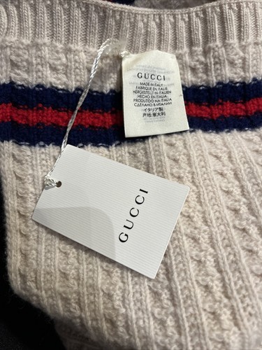 NEW GUCCI THROW BLANKET SHAWL 80cm 32inches x 32” PL TREK KNIT WOOL PLUSH DECOR - Picture 2 of 24