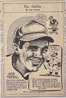 1946 newspaper panel by John Pierotti - Joe Tepsic Brooklyn Dodgers ...
