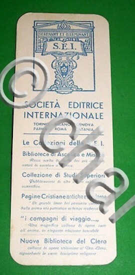 Collecting - Bookmark of the S.E.I. (Sociétà Editrice Internazionale ) 1950