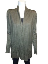 Pink Clover Open Front Cardigan Sweater With Pockets Women Medium Olive Green