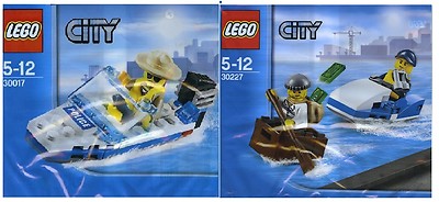 2x Lego City 30227 Jet Ski Chase + 30017 Speedboat Promos in Polybag