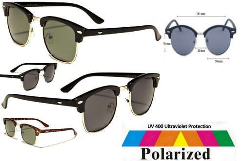 Brand New Polarised Classic Black color Half Rimmed Frame Clubmaster sunnies - Picture 32 of 38