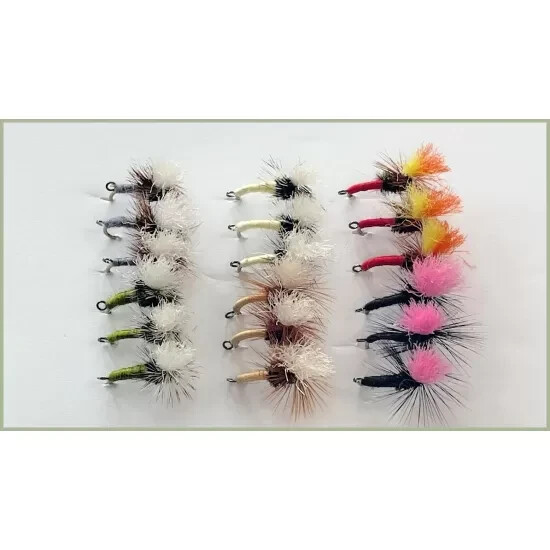 Dry Flies, Trout Fishing Flies, 18 Klink and Dink Dry Flies mixed