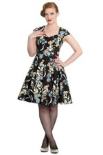 Midnight Dress Hellbunny UK 10 Tea Dress Vintage Tea Bird Floral 