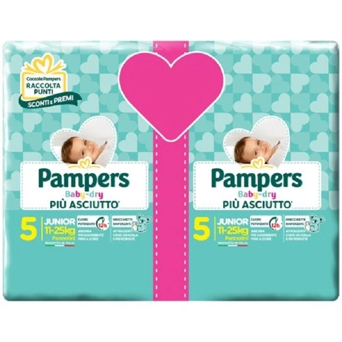 PAMPERS BABY DRY JUNIOR TAGLIA 5 (11-25 KG) PANNOLINI BAMBINI QUANTITA' A SCELTA