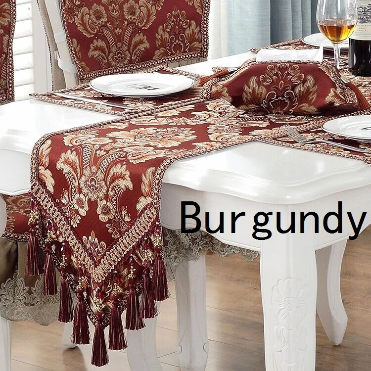 Fringe Jacquard Table Runner Luxury Vintage Tablecloth Dining Room Kitchen Decor - Image 4 of 4