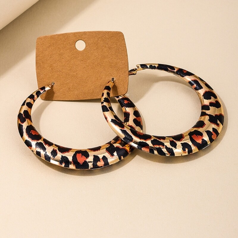 Statement Geometric Leopard Earrings Unique Ear Rings Accessory for