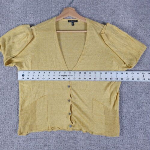 Eileen Fisher Yellow Button Up Long Sleeve Cardigan Sweater 100% Linen Womens PL - Picture 6 of 9