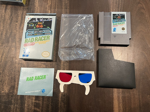 Rad Racer NES Game - Complete in Box (CIB) w/ Rare 3D Glasses - Oval Seal Box