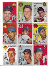 1954 TOPPS VINTAGE LOT OF 17 HARVEY KUENN AL ROSEN ANDY PAFKO DORISH VG TO VG-EX