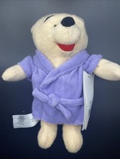 Vtg Disney Store Winnie The Pooh In Bathrobe NWT Terrycloth 8 Plush Toy