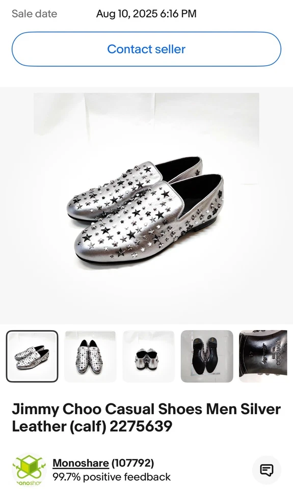Mocasines para hombre Jimmy Choo Silver With Stars talla 41 US8 Foto 3 de 4