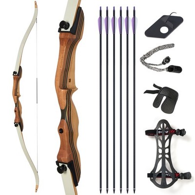 62'' Recurvebogen-Set für Erwachsene, rechtshändig, 26-38 lbs