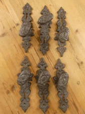 6 Cast Iron LARGE Antique Style FANCY Barn Handles Gate Pull Shed Door **READ**