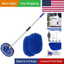 62" Microfiber Car Wash Brush with Long Handle Car Washing Mop Kit Mitt Spong...