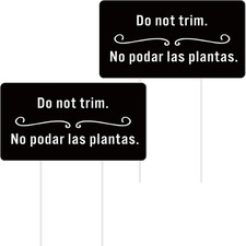 2 Pcs Do Not Trim Yard Signs with Plastic Stakes, 9.2'' X 4.9'' Bilingual Plant