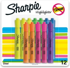 Sharpie Tank Style Highlighters 12 Count Pack of 1 , Assorted Fluorescent