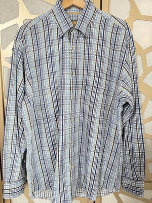 Robert Talbott Shirt Mens Large Carmel Casual Button Down Up Plaid Long Sleeve