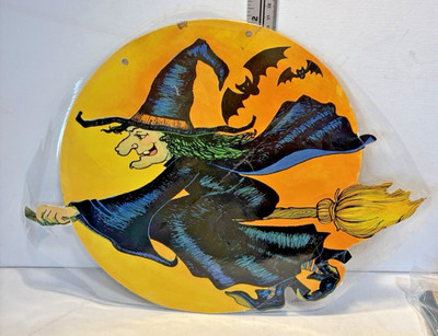 Vintage Eureka Halloween Flying Witch Die Cut