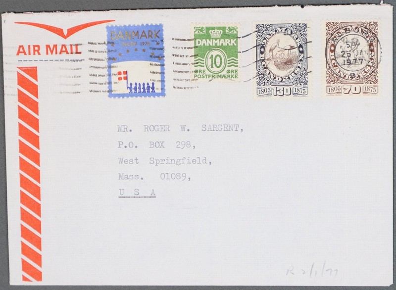 MayfairStamps Denmark 1977 to West Springfield MA Cover aaz_88359