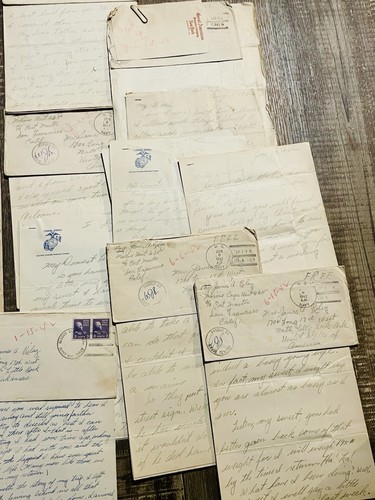 Lotto lettere seconda guerra mondiale soldato 2° divisione marina ww2 militare 31 lettere poche posta aerea - Foto 2 di 9