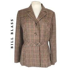 Vintage 1970s Bill Blass Wool Blazer Houndstooth Wool Jacket Neiman Marcus / L