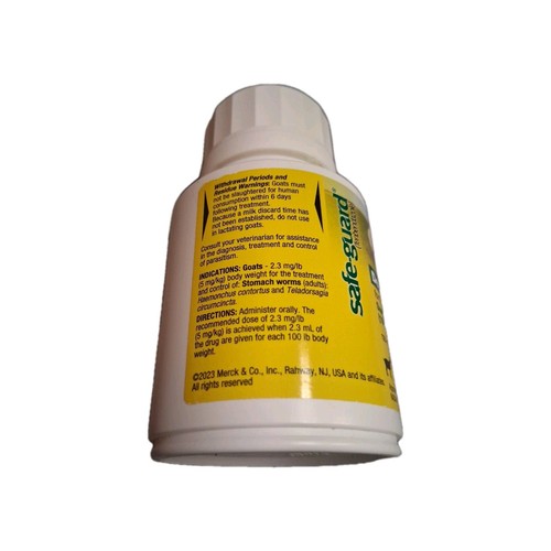 125ml Safe Guard Fenbendazole Animal Medication for Worms in Cattle Goats 12/26 - Afbeelding 2 van 2